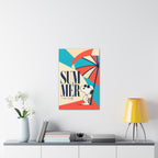 Retro Umbrella Beach Canvas