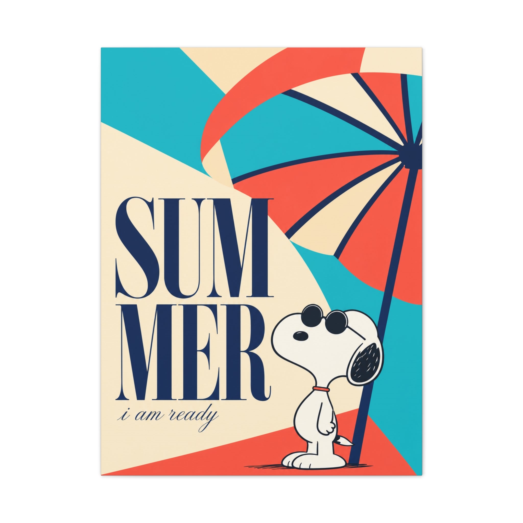 Retro Umbrella Beach Canvas