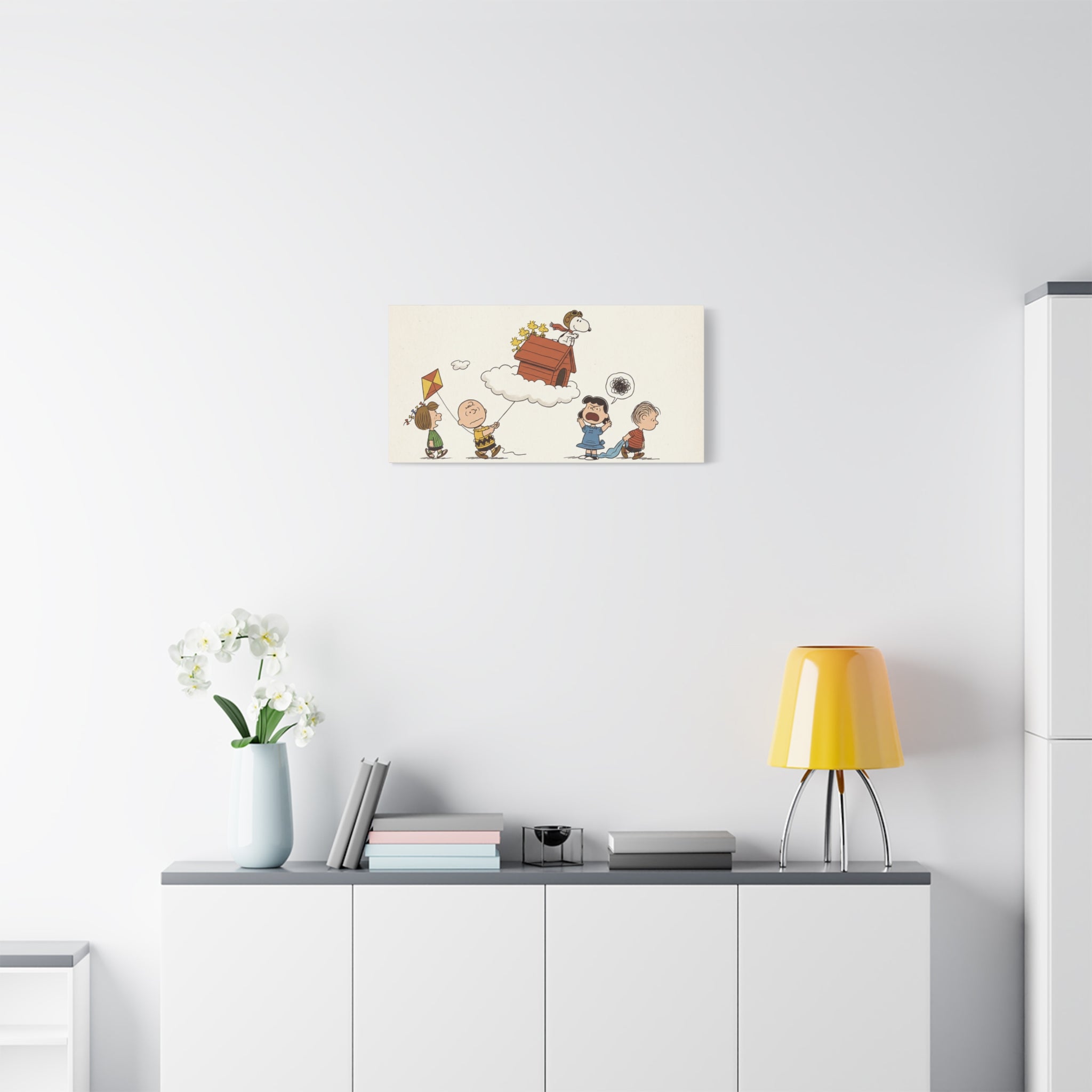 Flying Doghouse Peanuts Characters Canvas