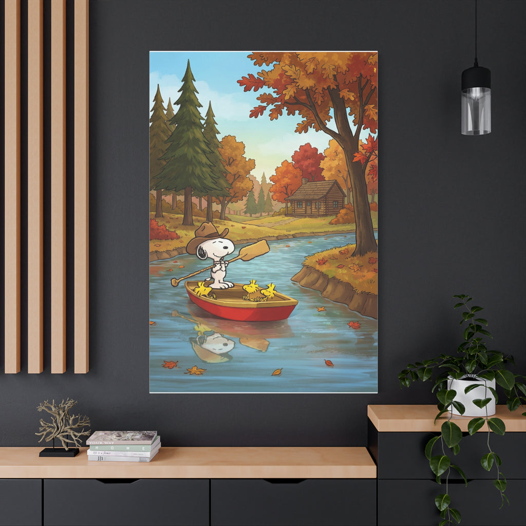 Snoopy Rowboat Autumn Canvas