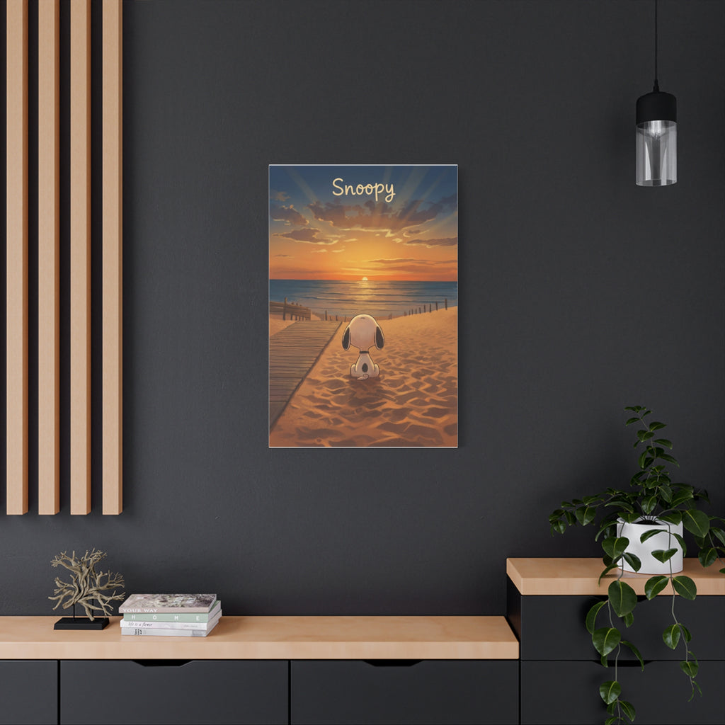 Snoopy Beach Sunset Canvas