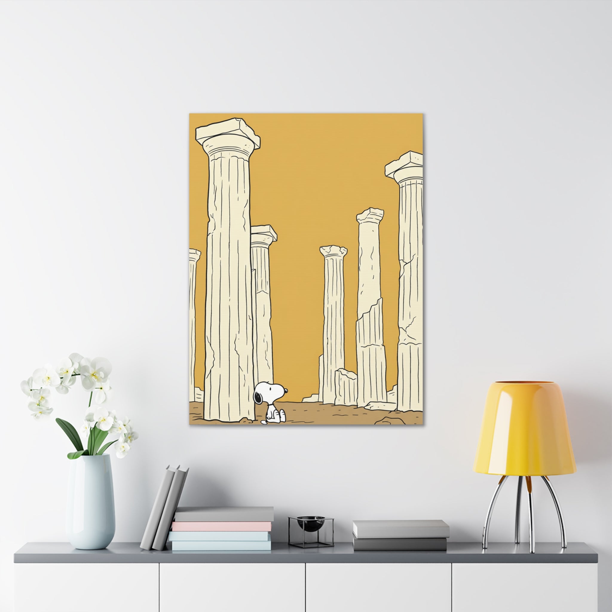 Snoopy among Ancient Columns Canvas