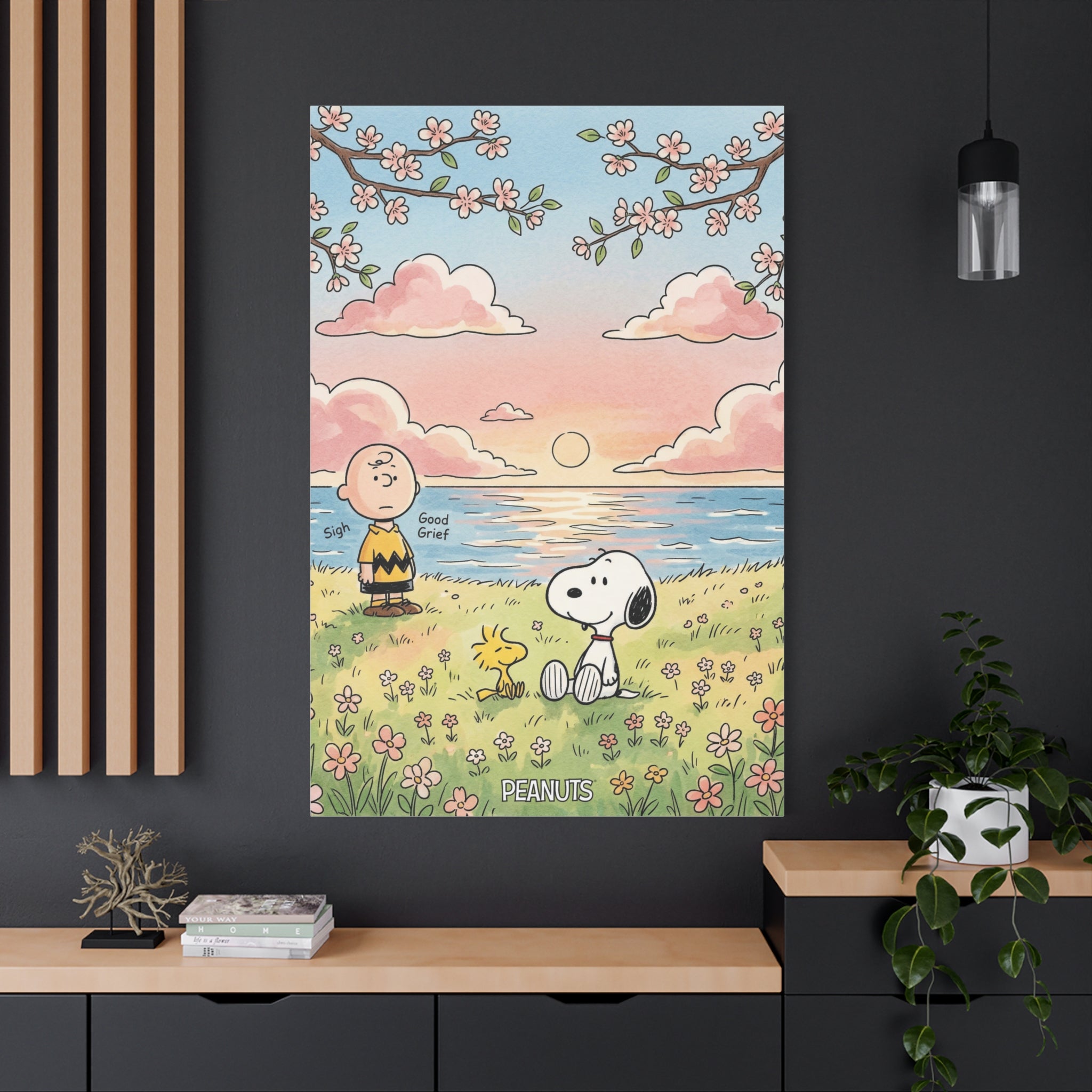 Snoopy Charlie Sunset Canvas