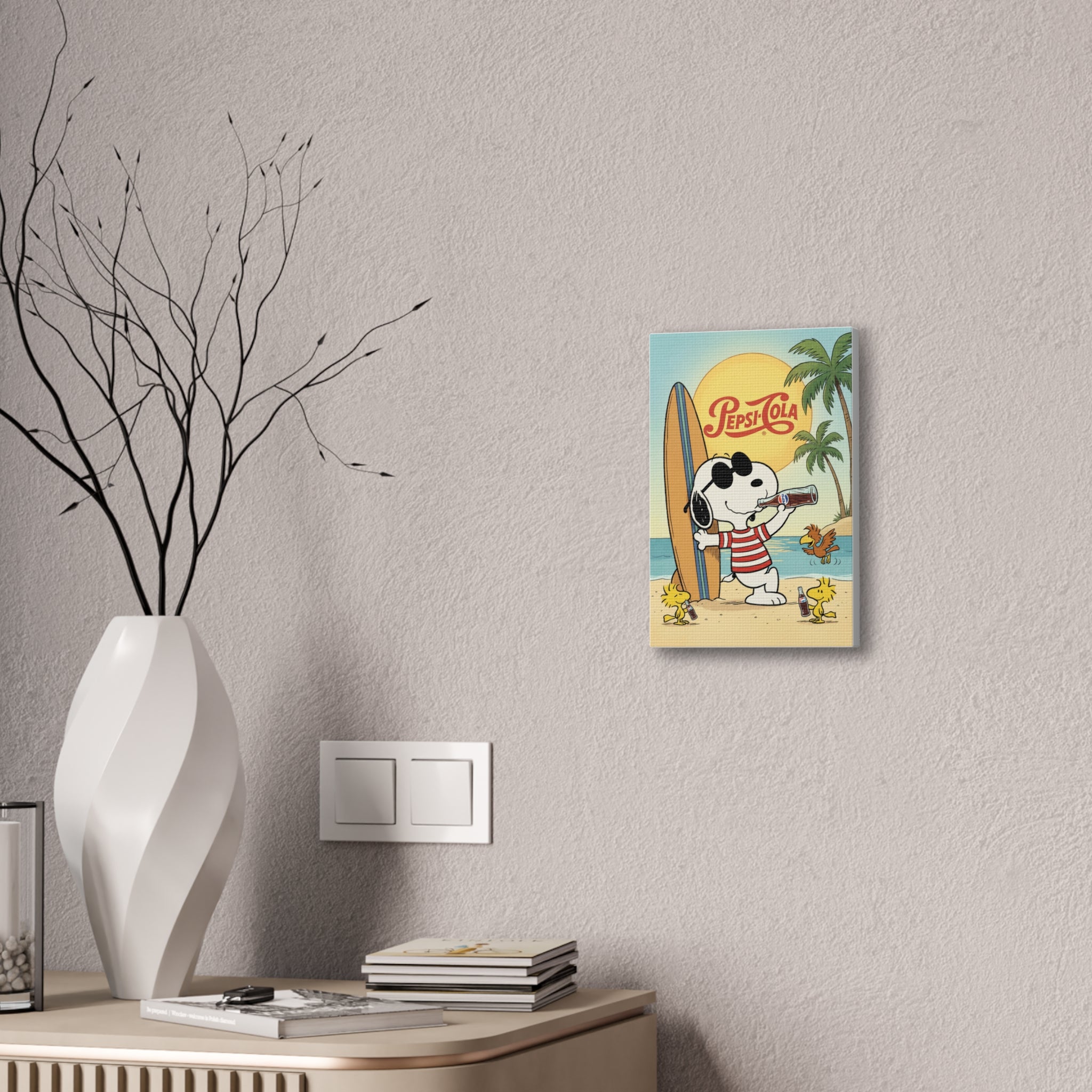 Peanuts Snoopy Surfing Pepsi Canvas