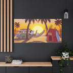 Snoopy Beach Sunset Canvas Poster