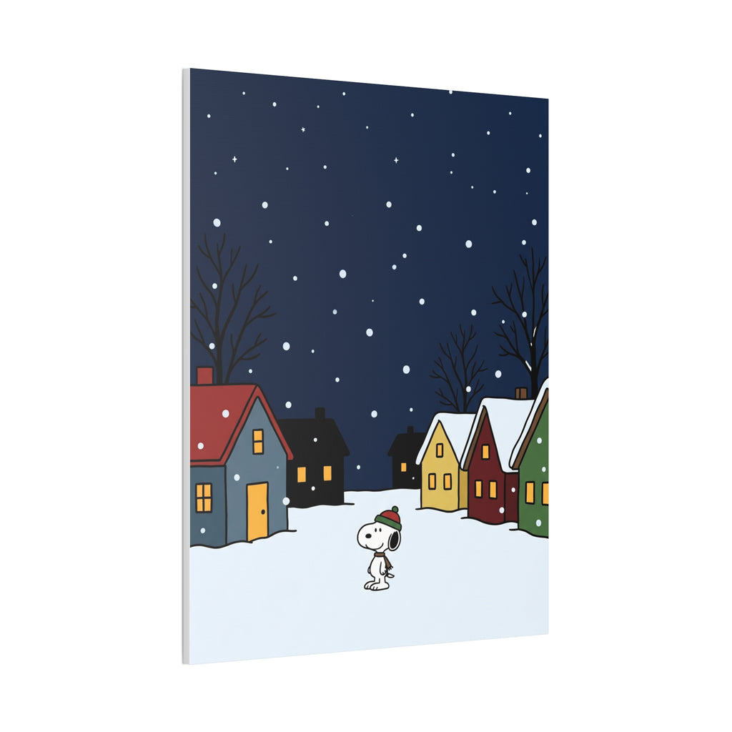 Snoopy Snowy Night Canvas