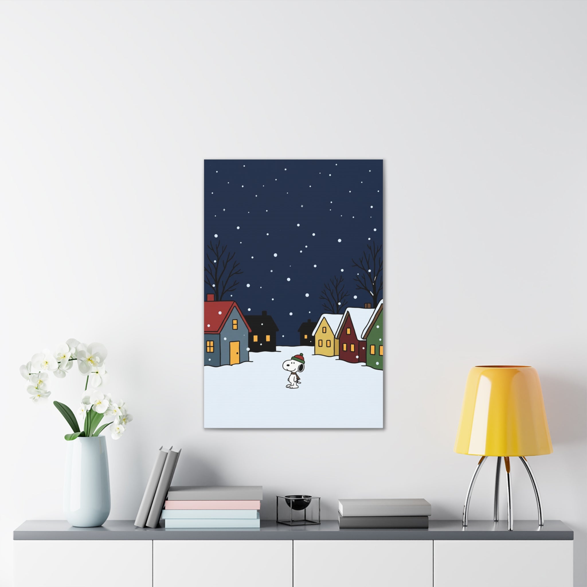 Snoopy Snowy Night Canvas