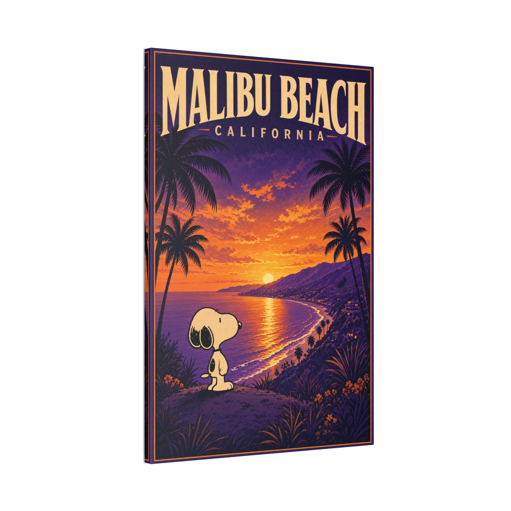 Malibu Beach Sunset Snoopy Canvas