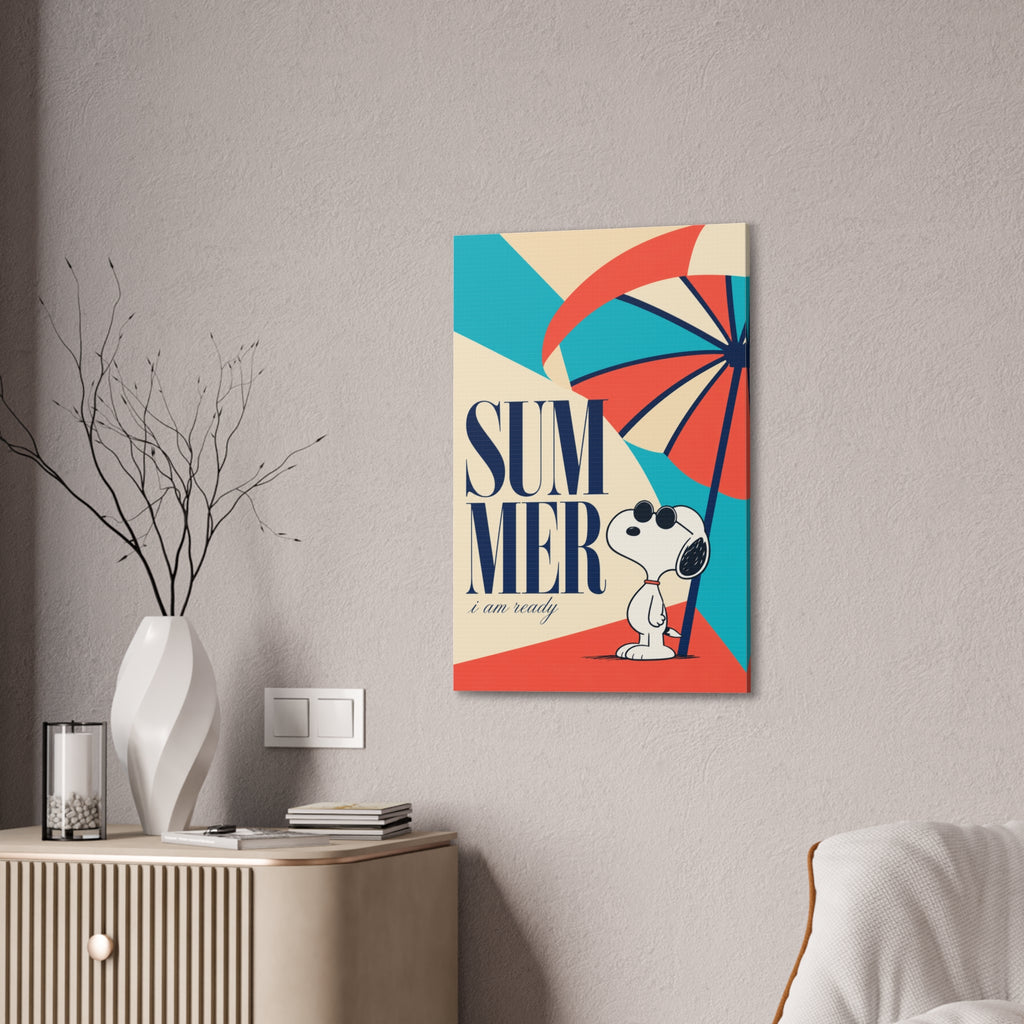 Retro Umbrella Beach Canvas