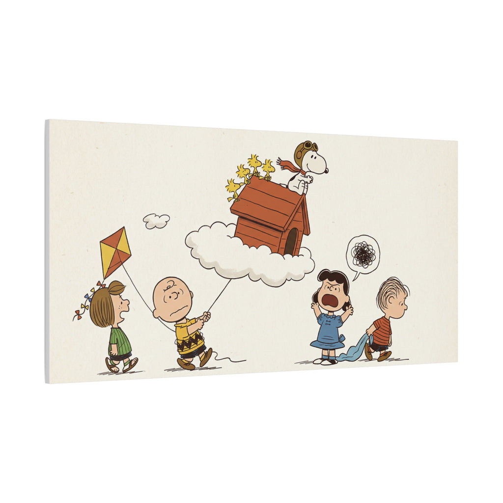 Flying Doghouse Peanuts Characters Canvas