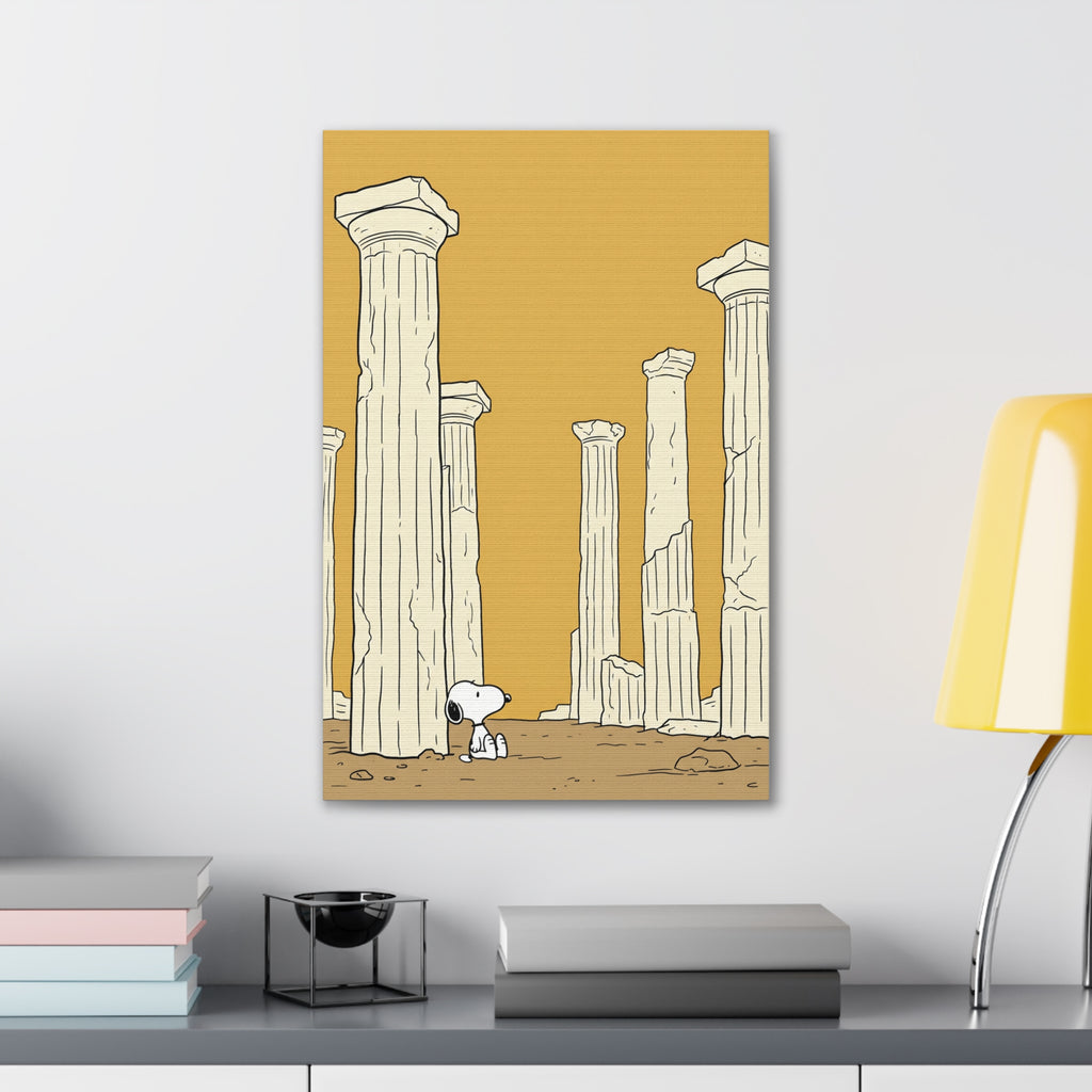 Snoopy among Ancient Columns Canvas