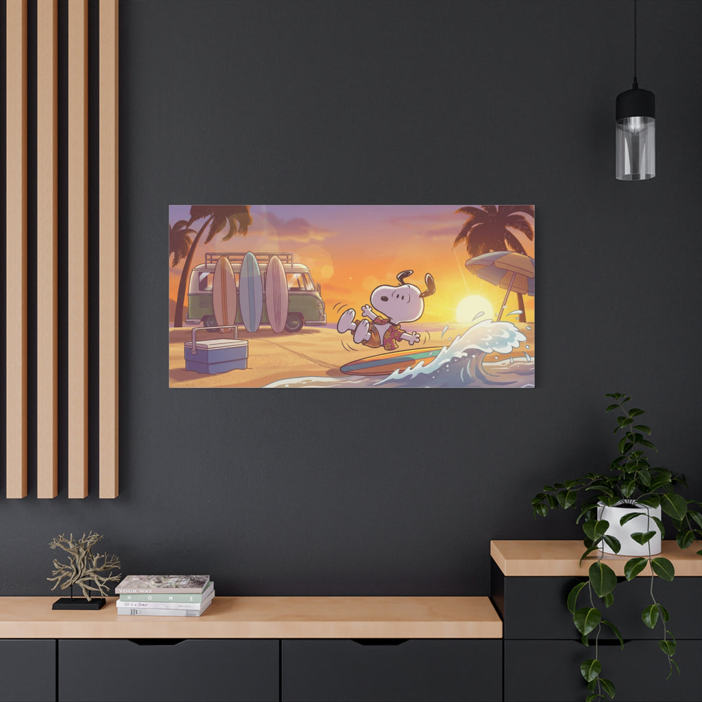 Surfing Snoopy Poster Canvas
