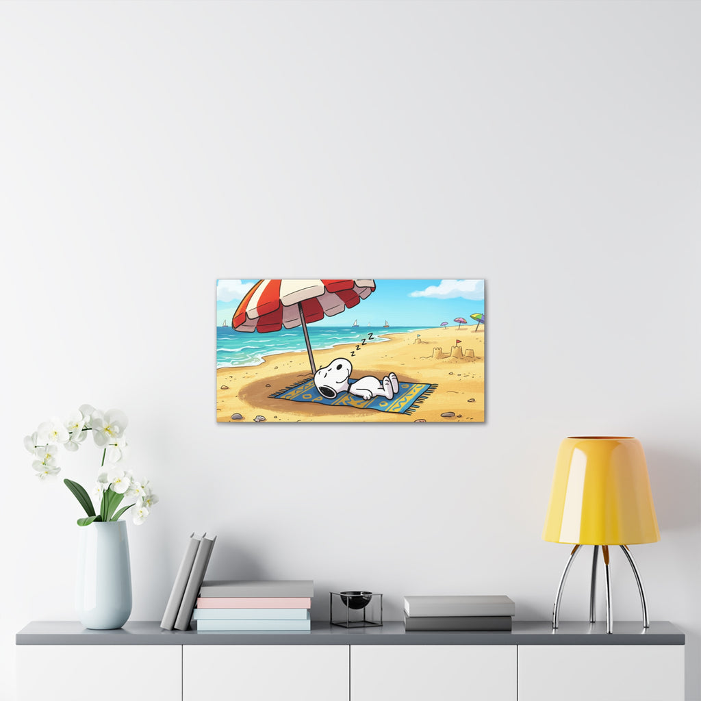 Sleeping Snoopy Beach Scene Canvas