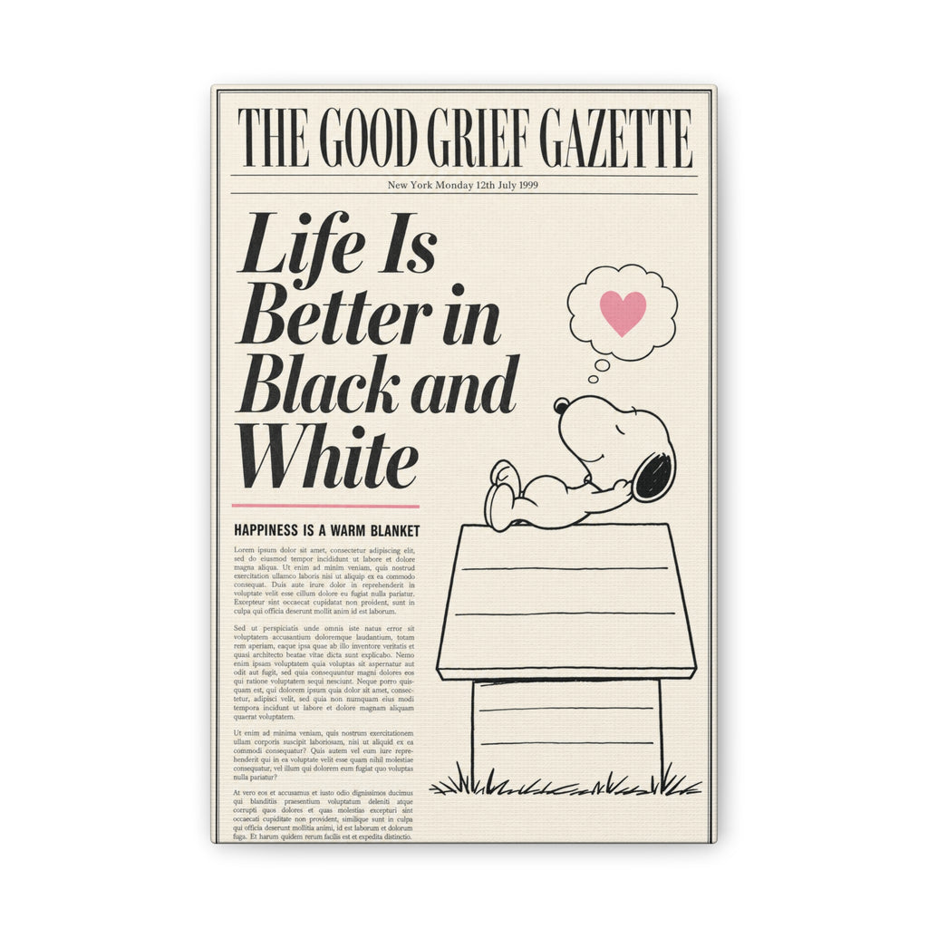 Black And White Snoopy Canvas