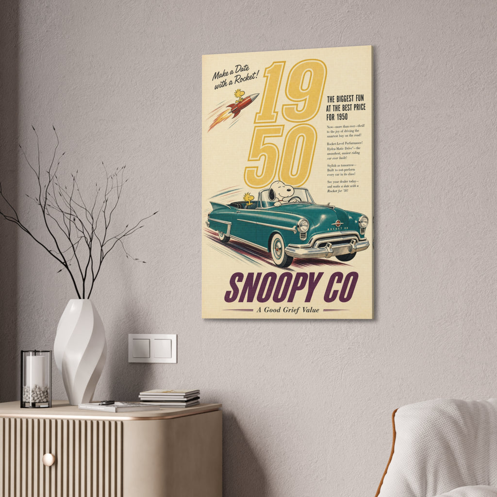 Vintage Snoopy Car Canvas
