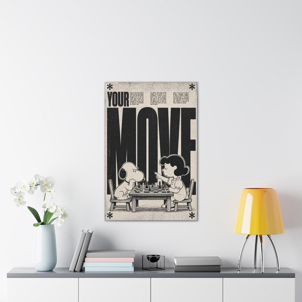 Snoopy Chess Scene Canvas