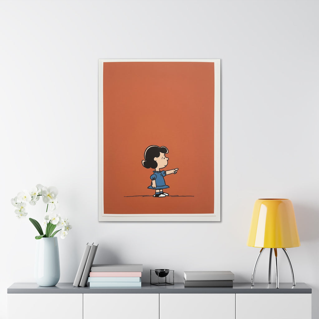 Girl Pointing Illustration Canvas