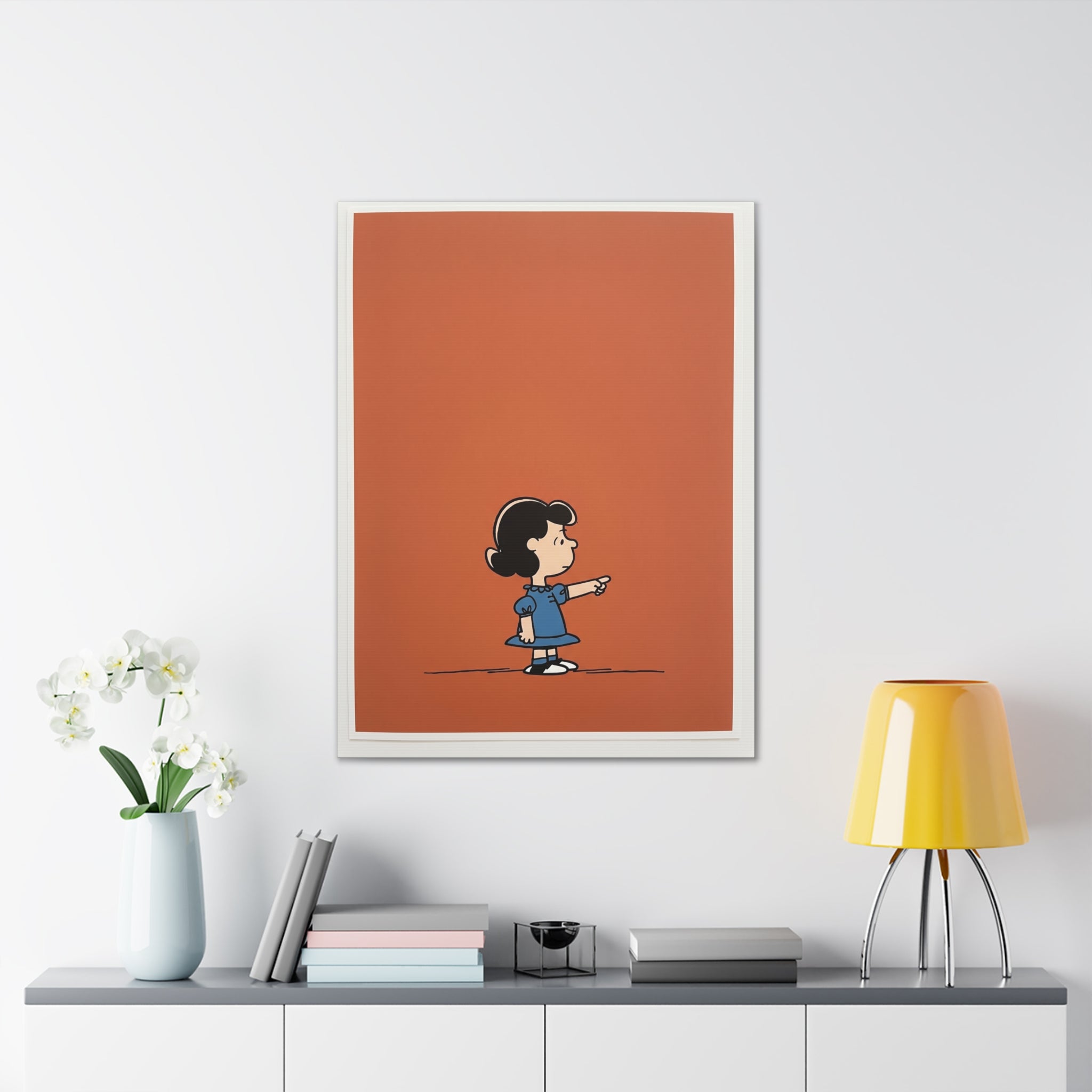Girl Pointing Illustration Canvas
