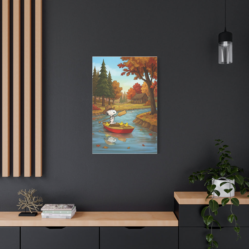 Snoopy Rowboat Autumn Canvas