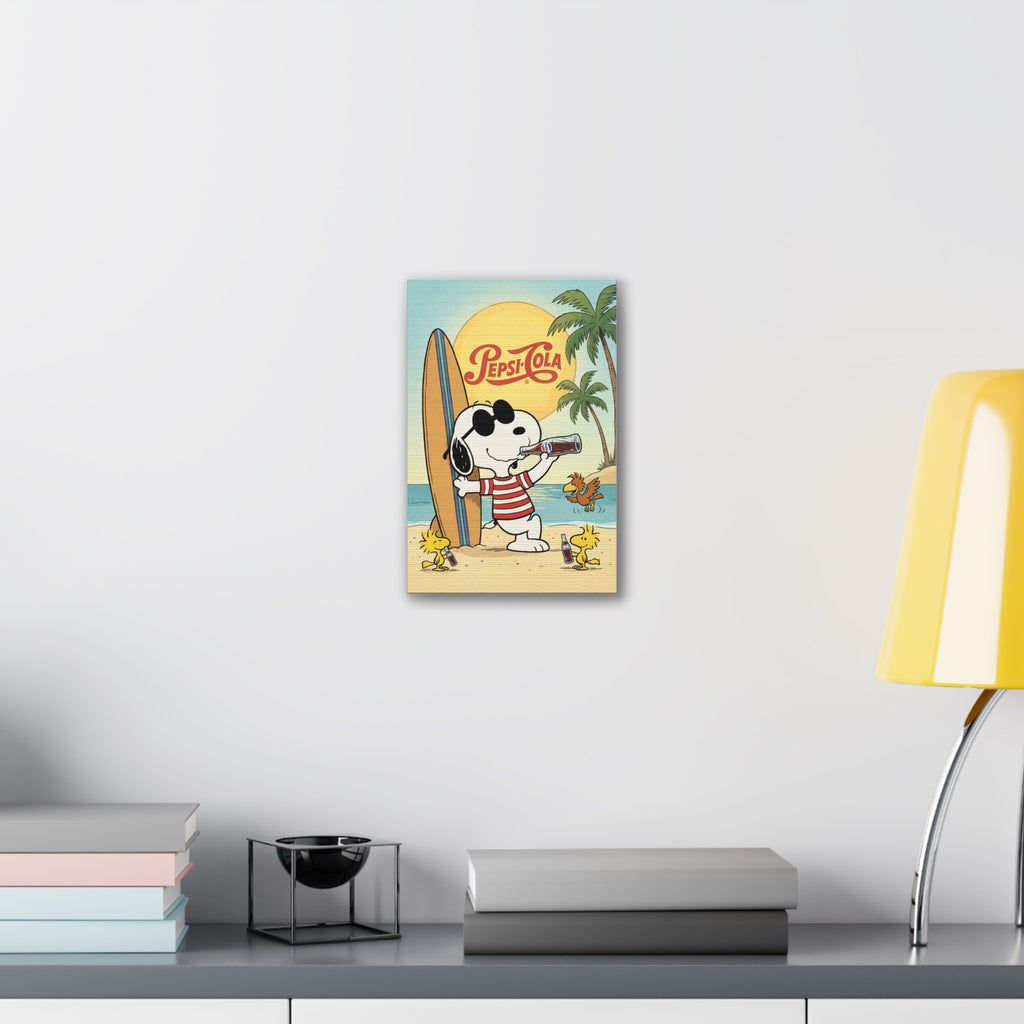 Peanuts Snoopy Surfing Pepsi Canvas
