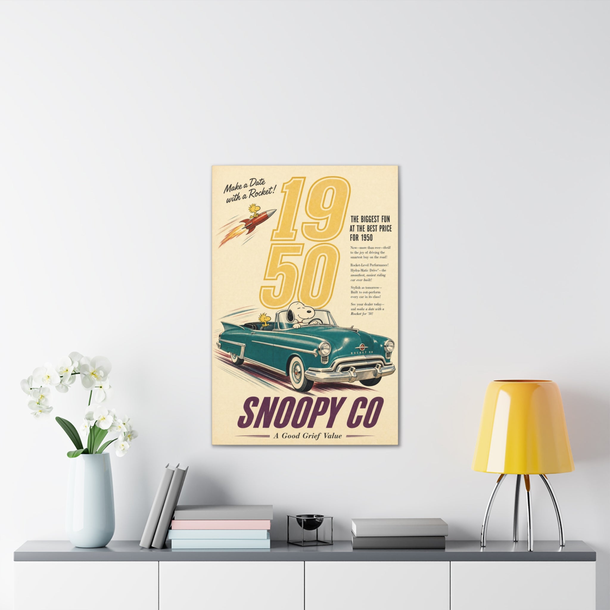 Vintage Snoopy Car Canvas