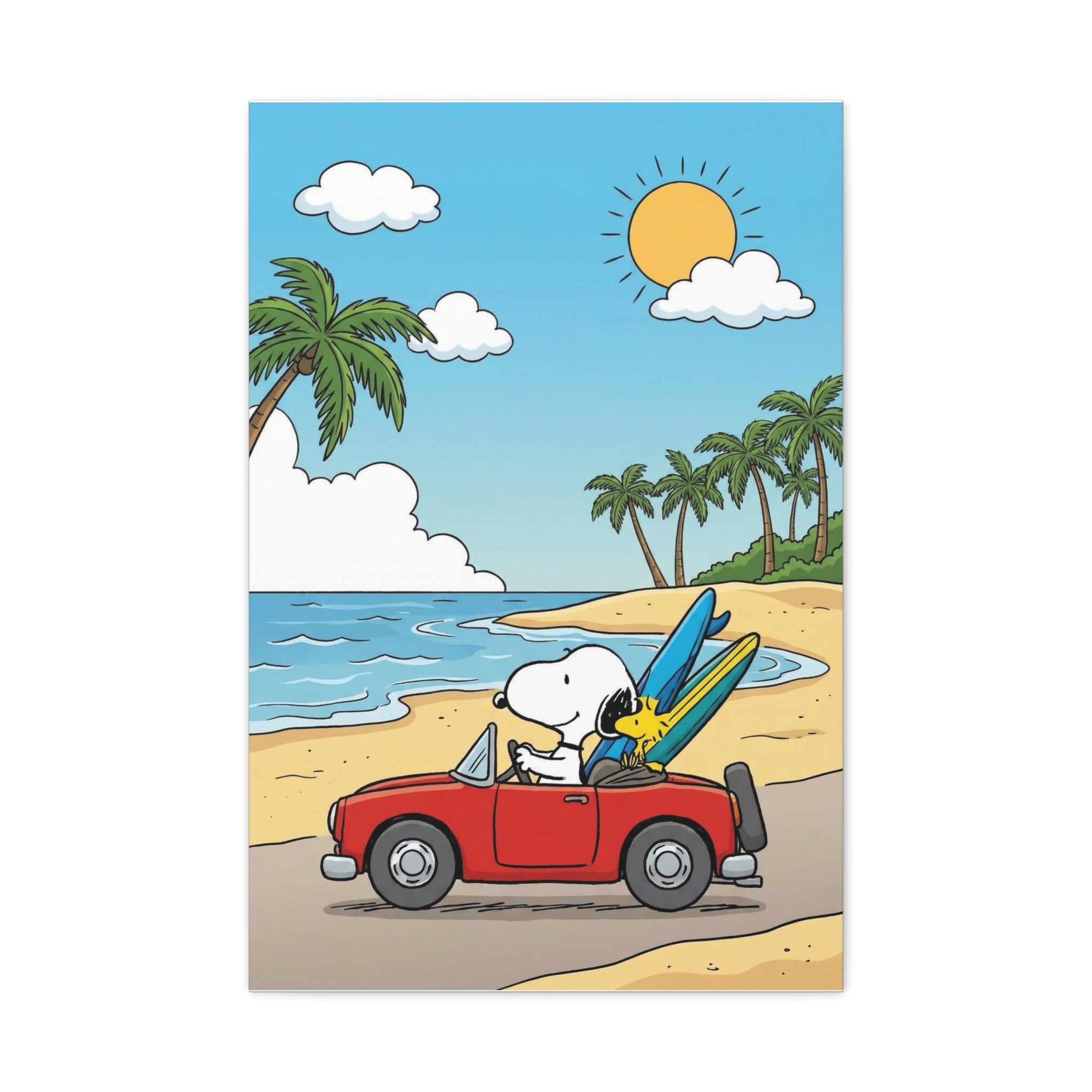Snoopy Surfboard Beach Drive Canvas