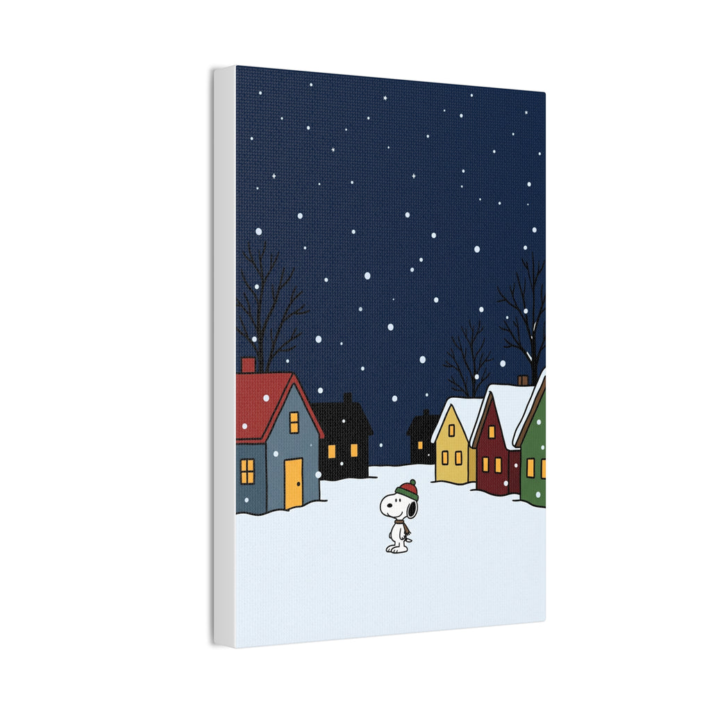 Snoopy Snowy Night Canvas