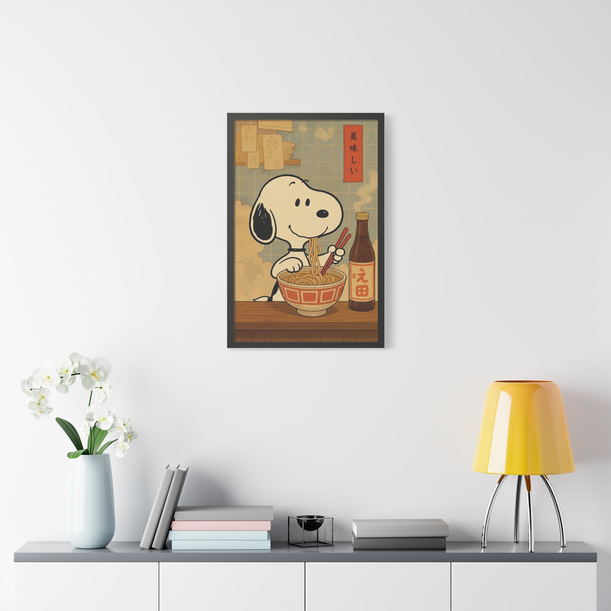Snoopy Eating Ramen Canvas