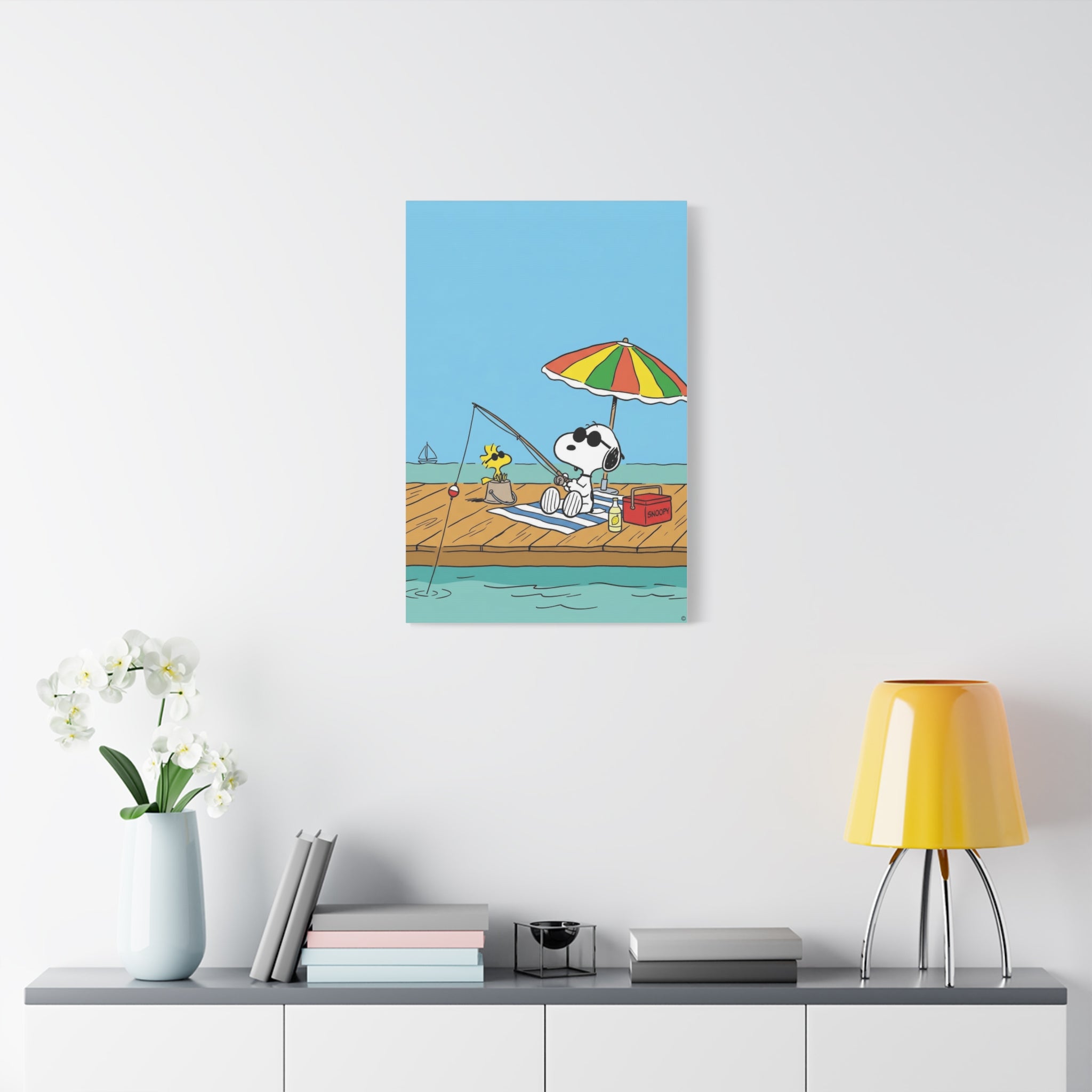 Fishing By Pier Canvas