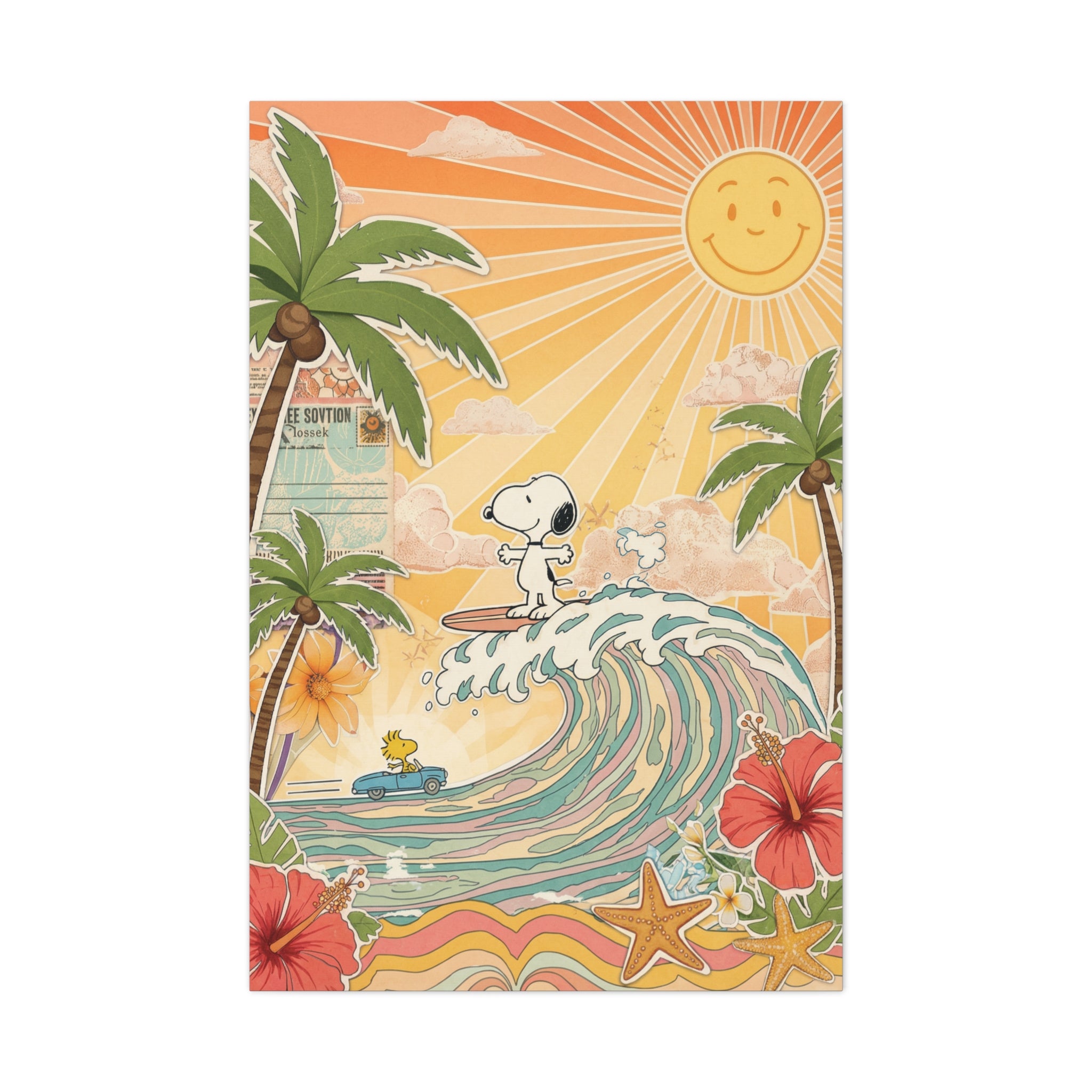 Retro Snoopy Surf Canvas