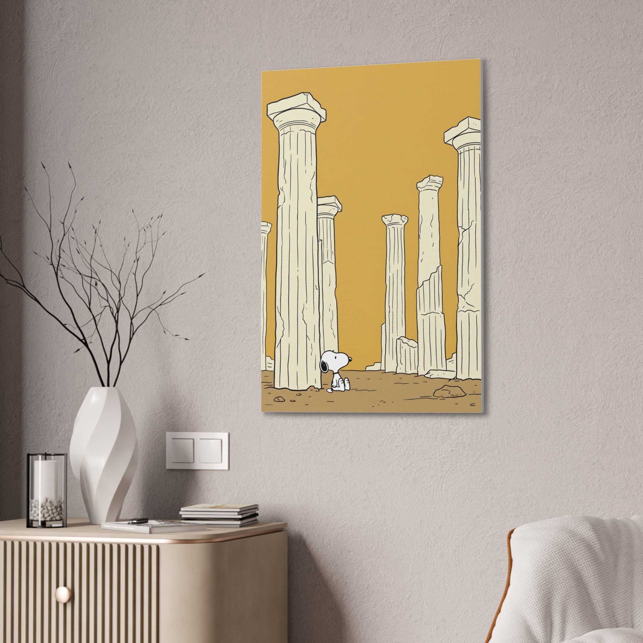 Snoopy among Ancient Columns Canvas
