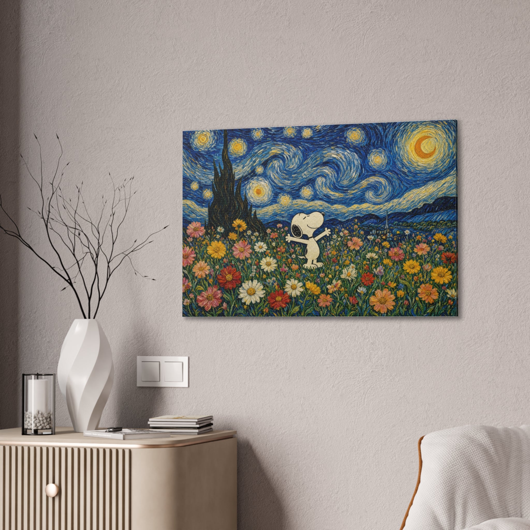 Starry Floral Field Canvas