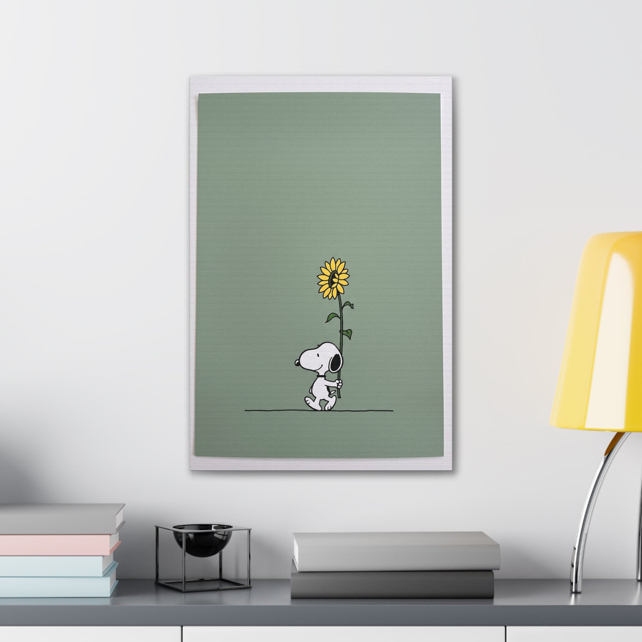 Snoopy With Sunflower Canvas