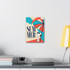 Retro Umbrella Beach Canvas