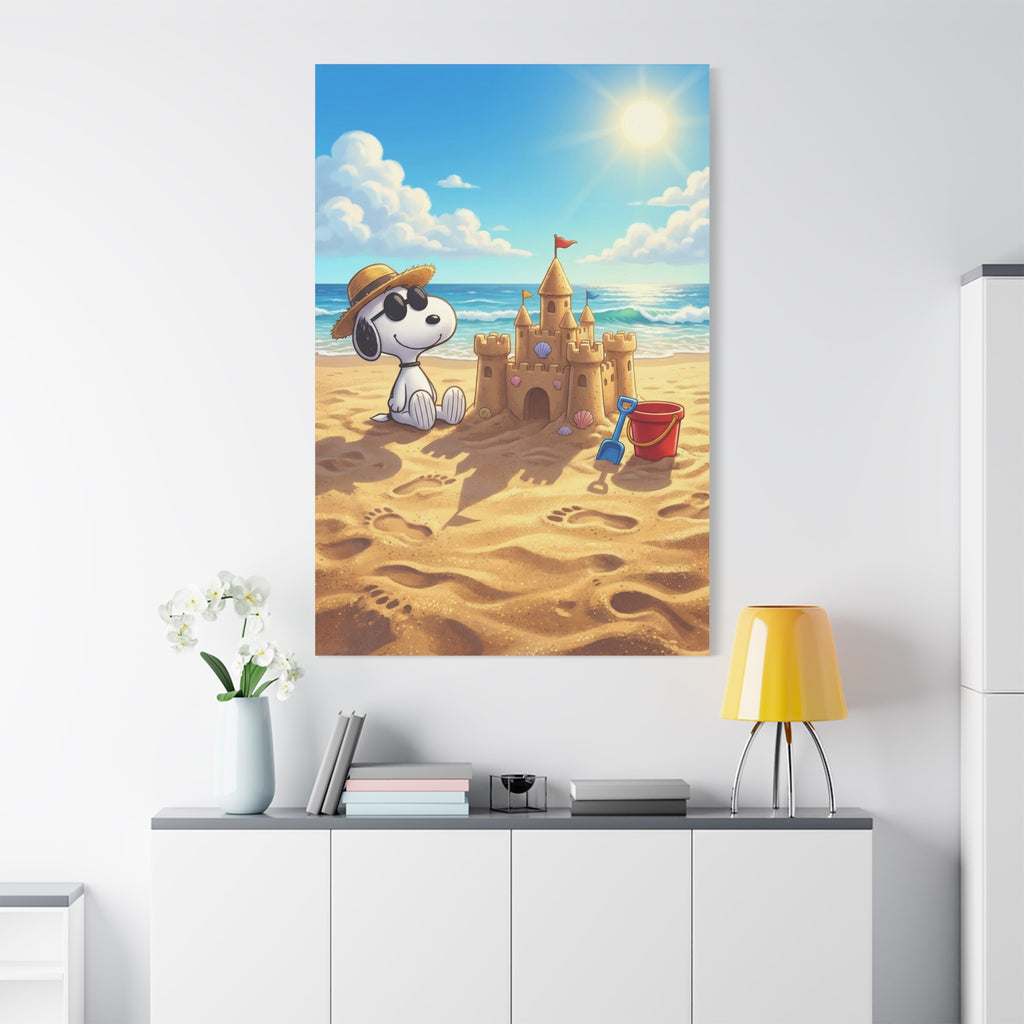 Snoopy At Beach Canvas