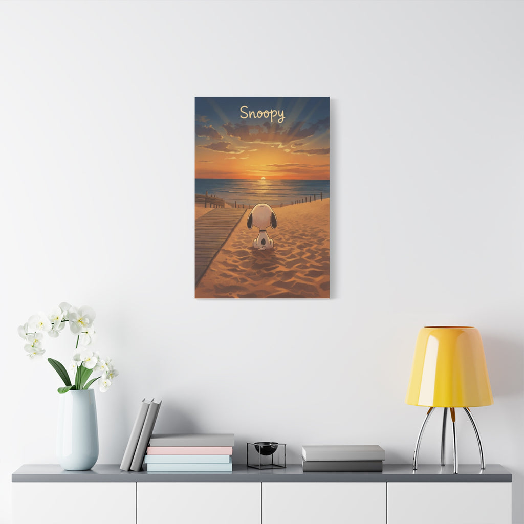 Snoopy Beach Sunset Canvas