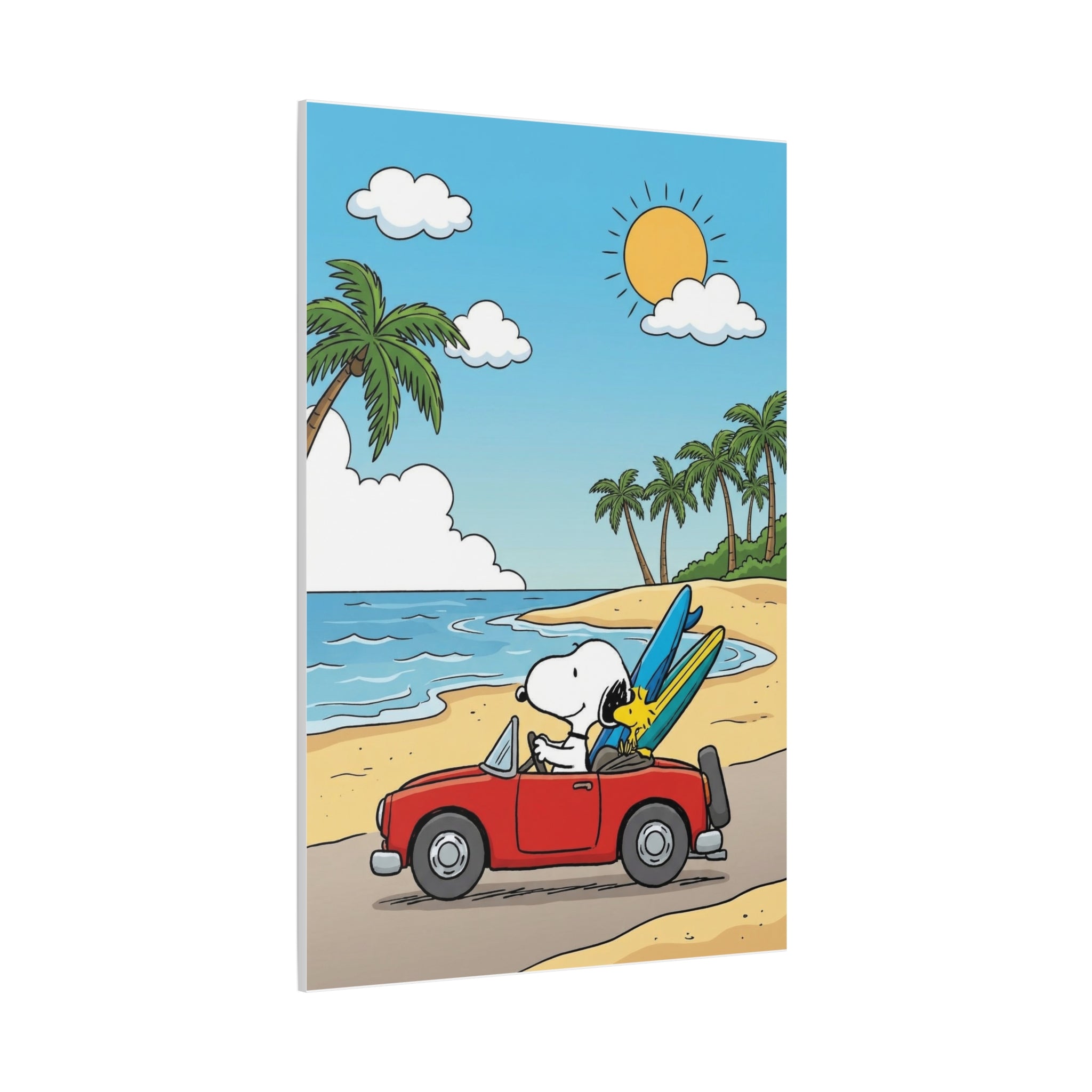 Snoopy Surfboard Beach Drive Canvas