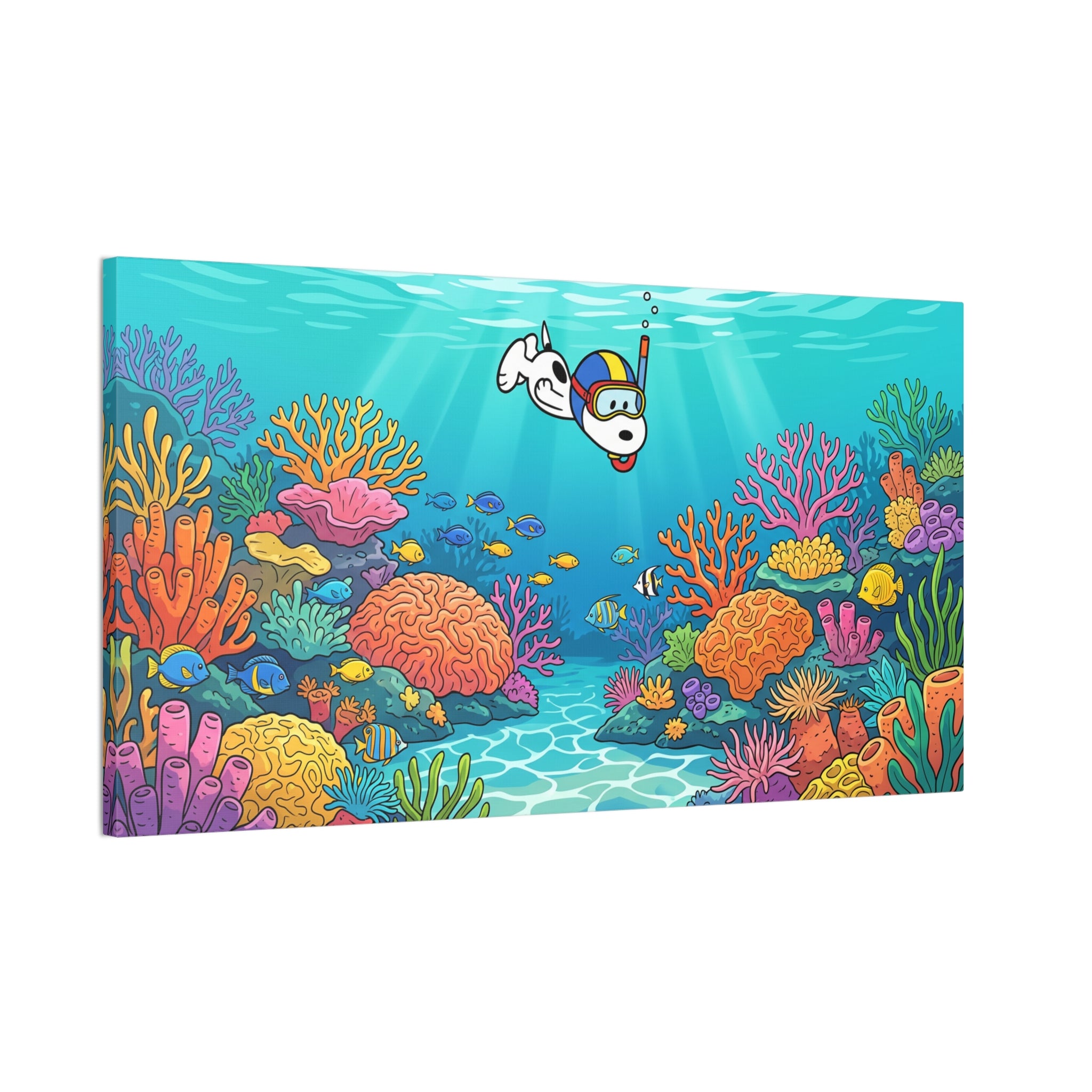 Snorkeling Dog Coral Reef Canvas