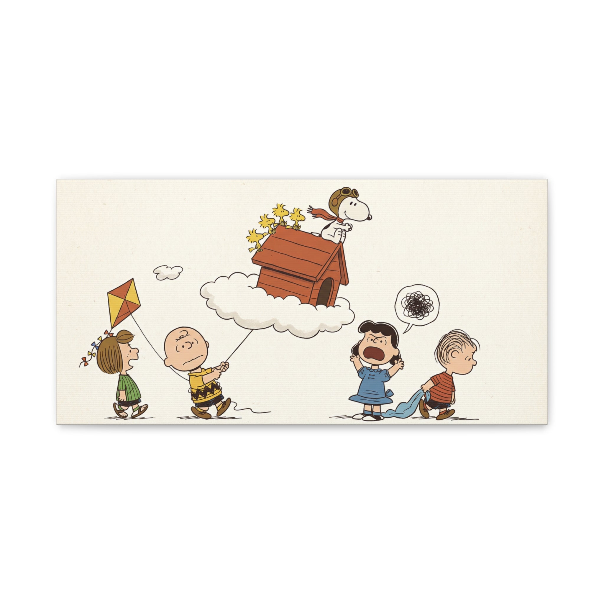 Flying Doghouse Peanuts Characters Canvas