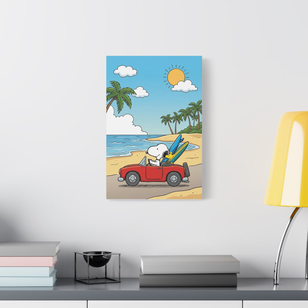Snoopy Surfboard Beach Drive Canvas