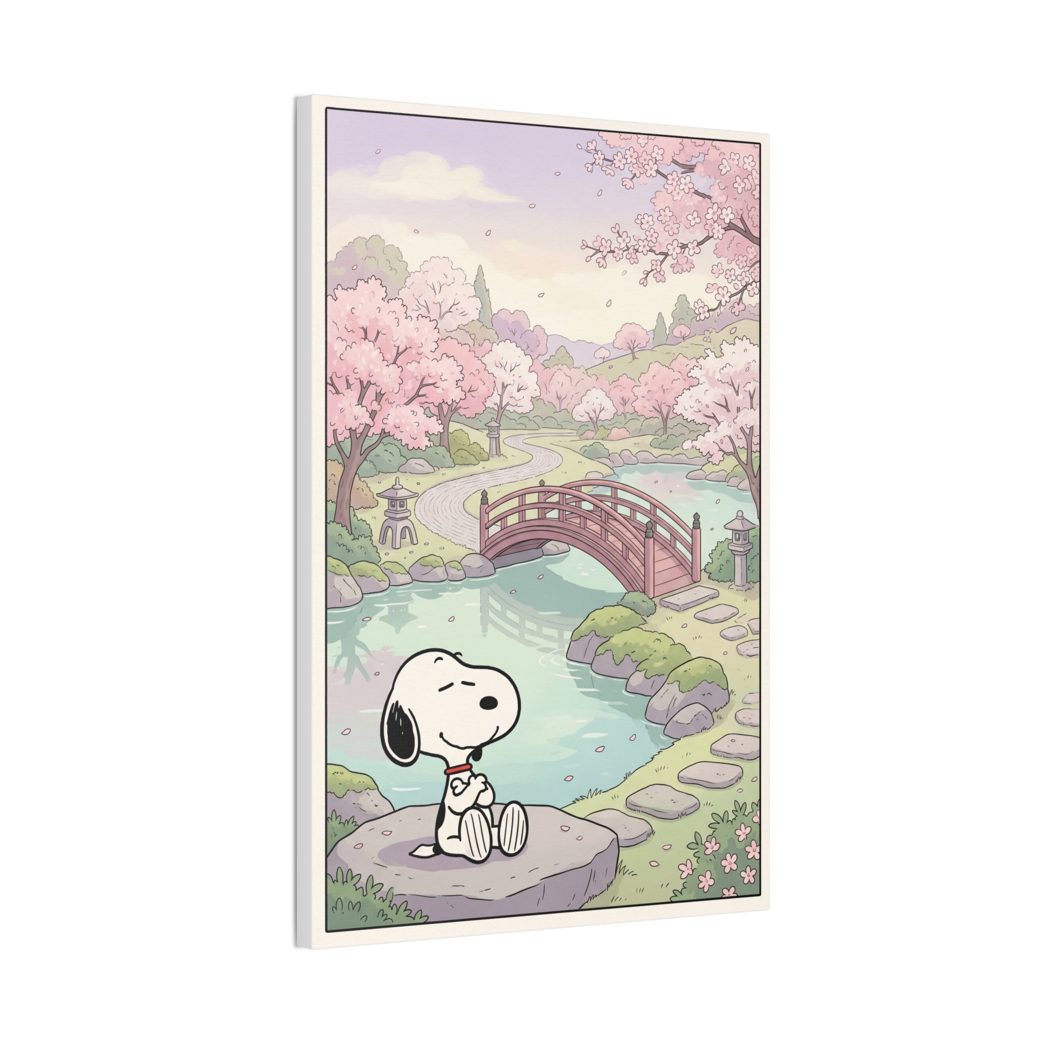 Snoopy Cherry Blossom Scene Canvas