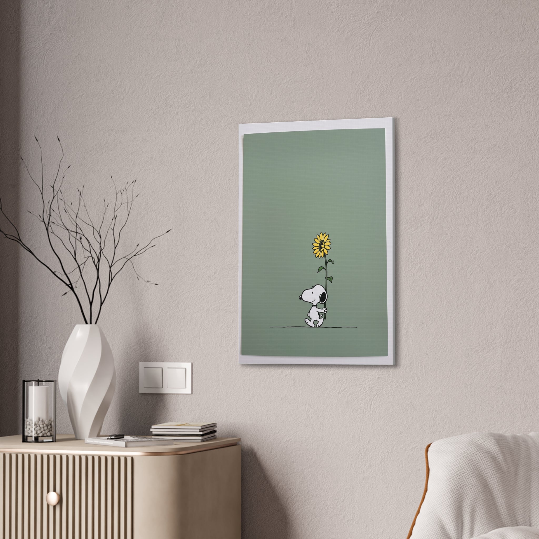 Snoopy With Sunflower Canvas