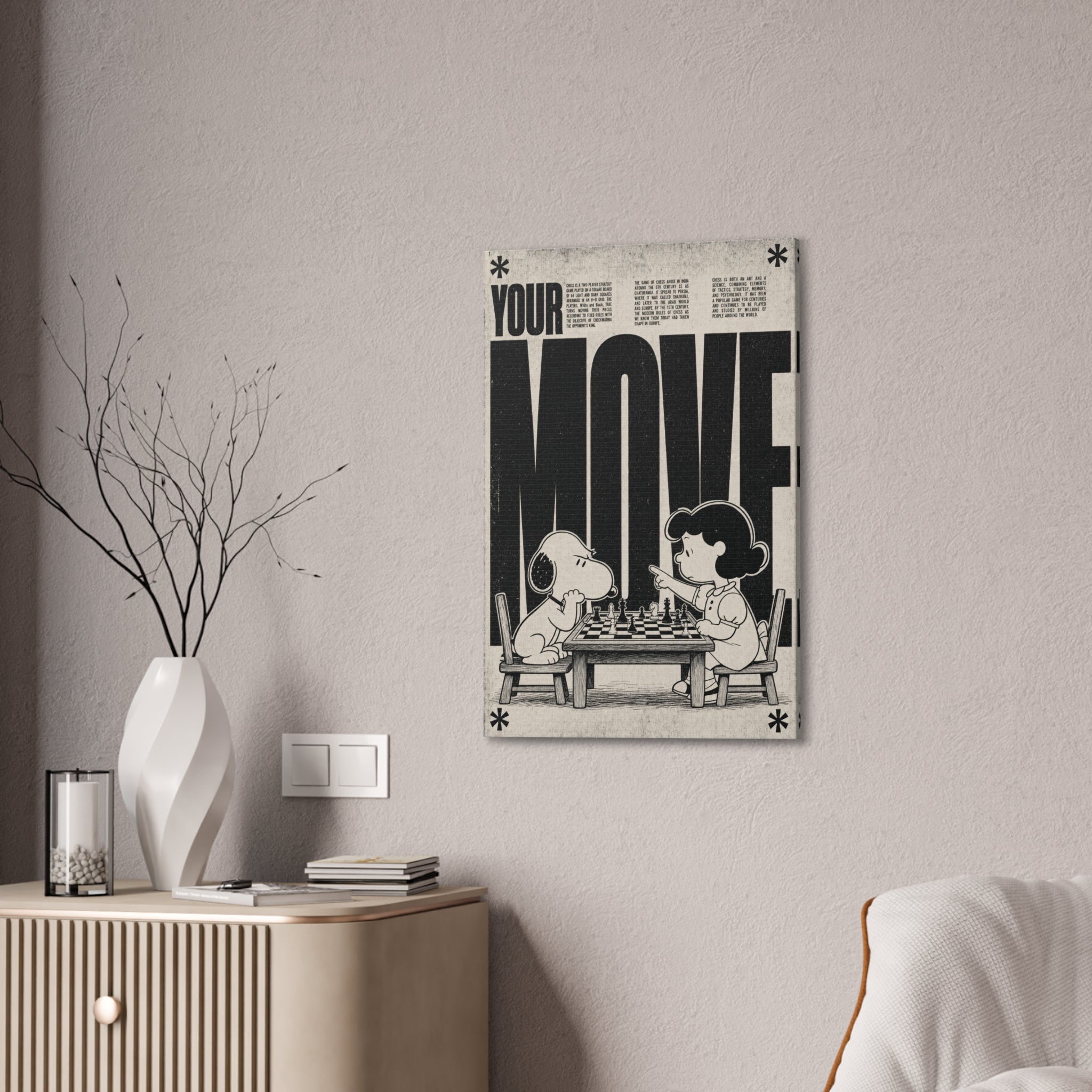 Snoopy Chess Scene Canvas