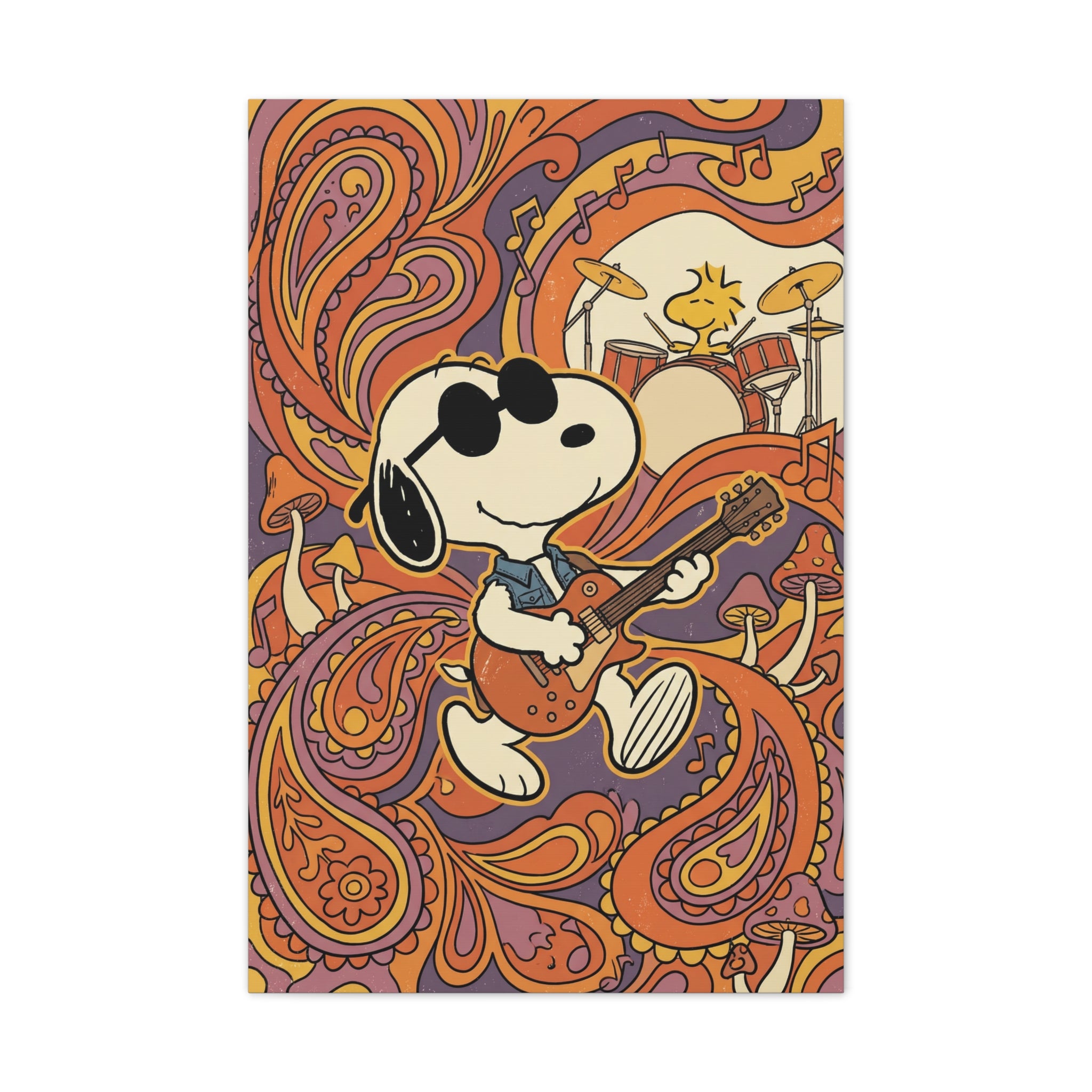Psychedelic Snoopy Guitar Canvas