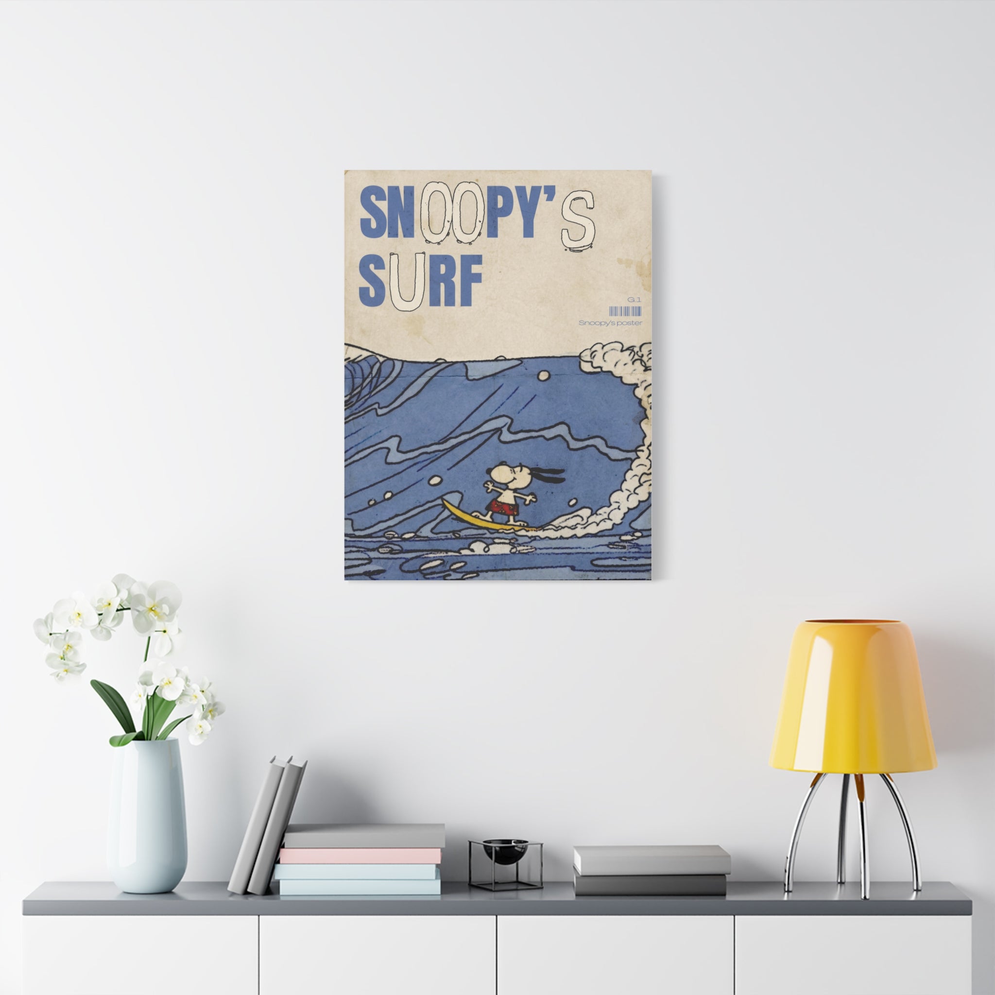 Snoopy Surf Illustration Canvas