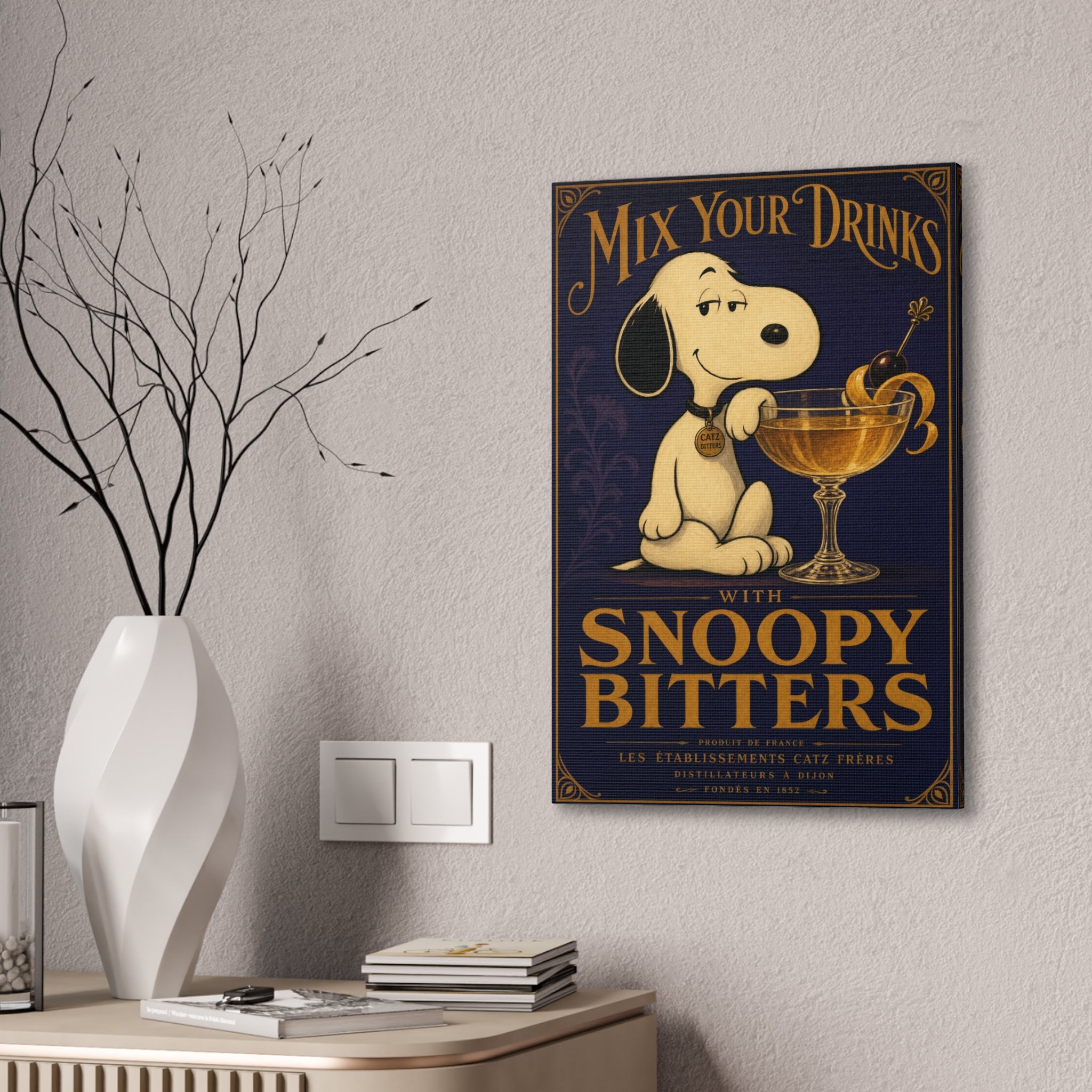 Snoopy Bitters Cocktail Canvas