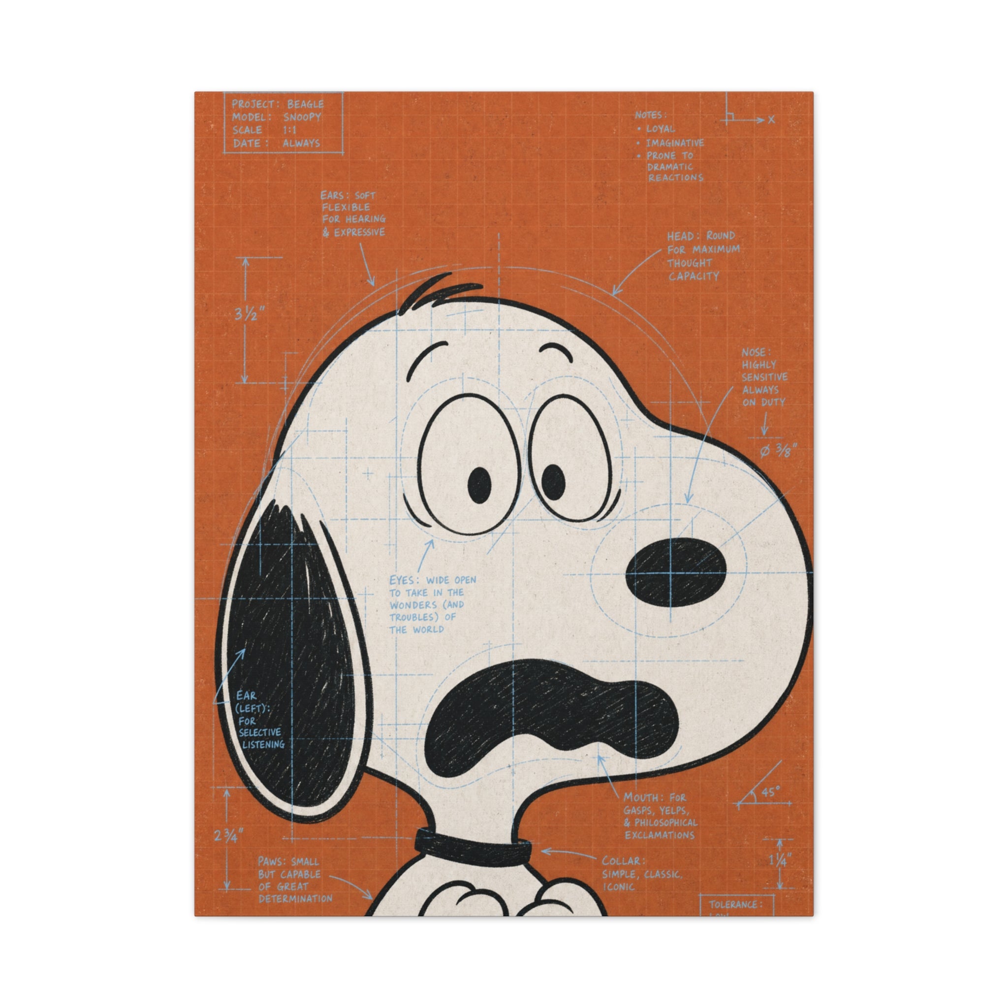 Snoopy Scared Face Canvas