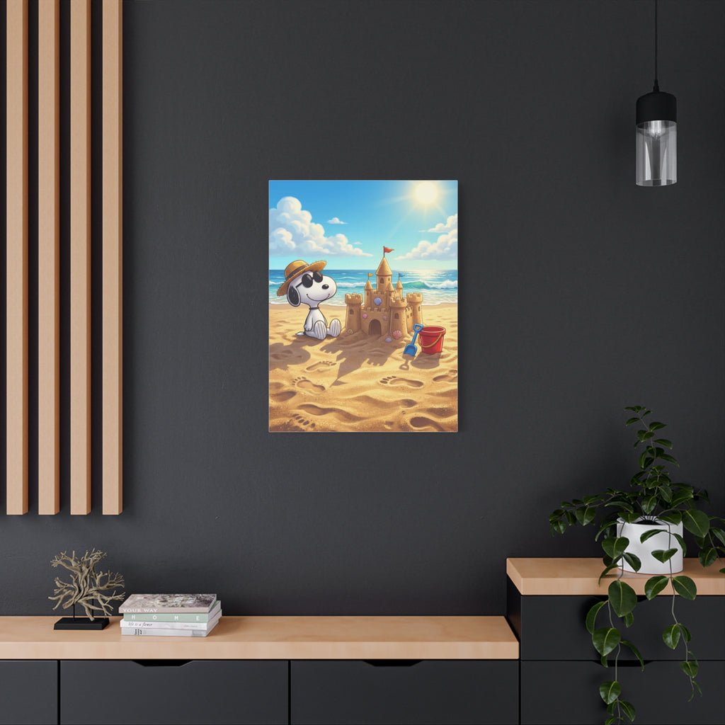 Snoopy At Beach Canvas