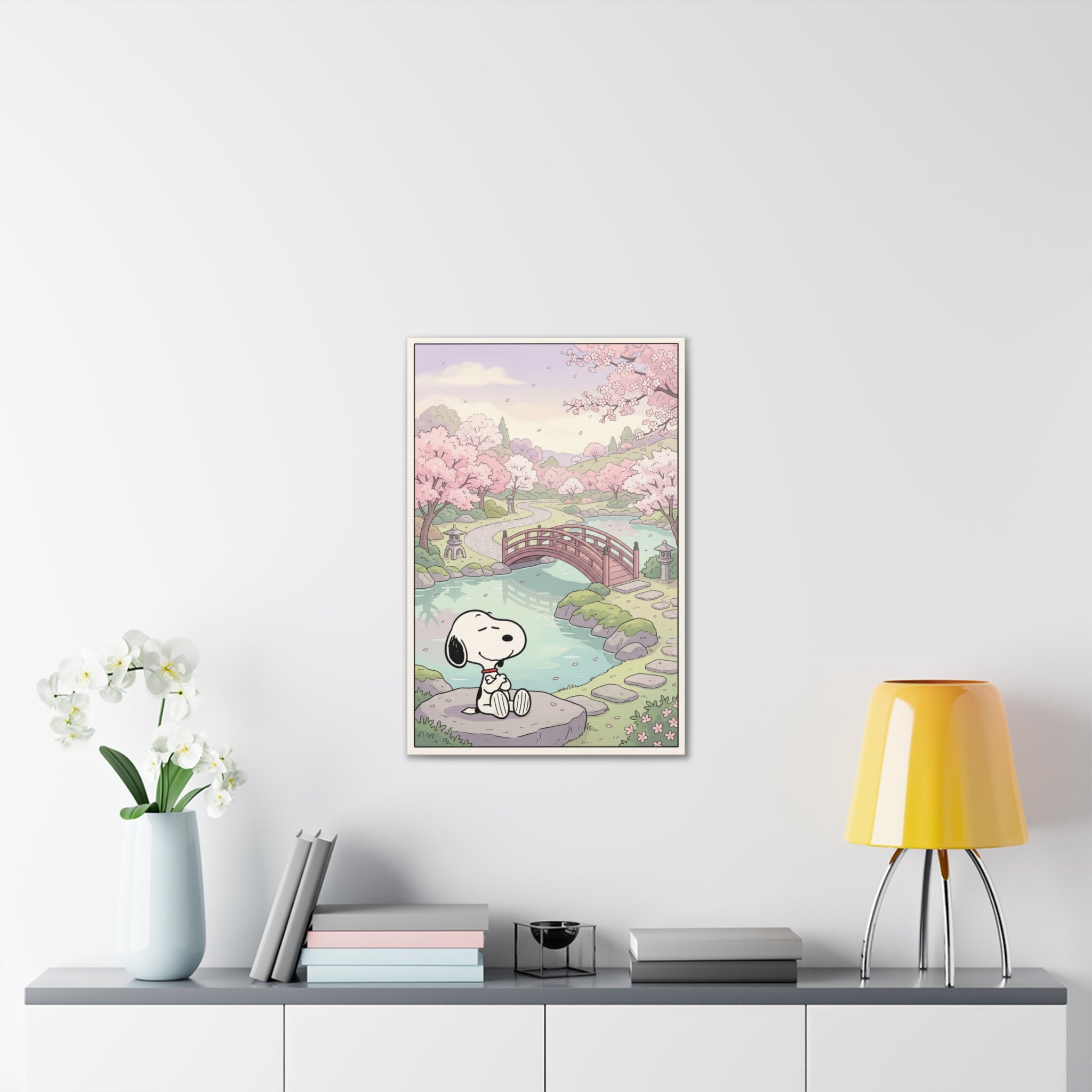 Snoopy Cherry Blossom Scene Canvas