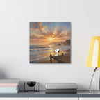 Snoopy Sunset on Pier Canvas